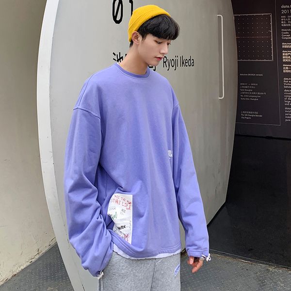 2019 spring korean version of the campus style fashion trend casual men's long-sleeved loose round neck solid color pullover, Black
2019 spring korean version of the campus style fashion trend casual men's long-sleeved loose round neck solid color pullover, Black