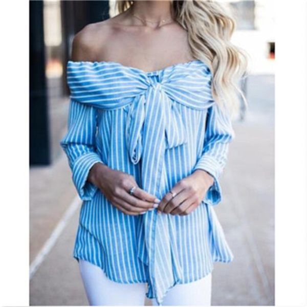 plus size summer shirts 2017 girls women casual long sleeve off shoulder slash neck striped bow shirt blusas, White
plus size summer shirts 2017 girls women casual long sleeve off shoulder slash neck striped bow shirt blusas, White