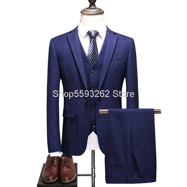 men's suits & blazers suit male leisure small three-piece set grid business fashion, White;black
men's suits & blazers suit male leisure small three-piece set grid business fashion, White;black