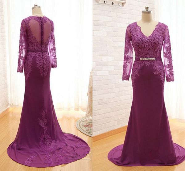 purple mother of the bride groom dresses v neck hollow back lace applique long sleeves chiffon plus size evening gowns, Black;red
purple mother of the bride groom dresses v neck hollow back lace applique long sleeves chiffon plus size evening gowns, Black;red