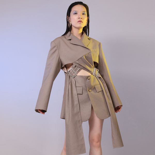 deat 2019 new spring lapel long sleeve loose waist buckle bandage hollow out loose jacket women coat fashion tide jh007, Black;brown
deat 2019 new spring lapel long sleeve loose waist buckle bandage hollow out loose jacket women coat fashion tide jh007, Black;brown