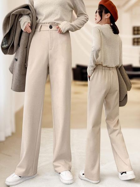 women's pants & capris woolen autumn and winter wide-leg high waist straight long casual vertical loose wild thick trousers, Black;white
women's pants & capris woolen autumn and winter wide-leg high waist straight long casual vertical loose wild thick trousers, Black;white