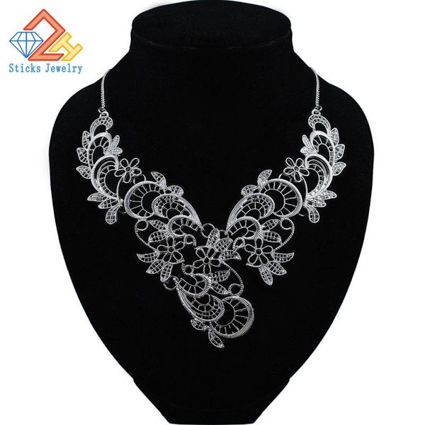 trendy necklace for women zinc alloy lace hollow out white k plated charm collar necklace, Silver
trendy necklace for women zinc alloy lace hollow out white k plated charm collar necklace, Silver