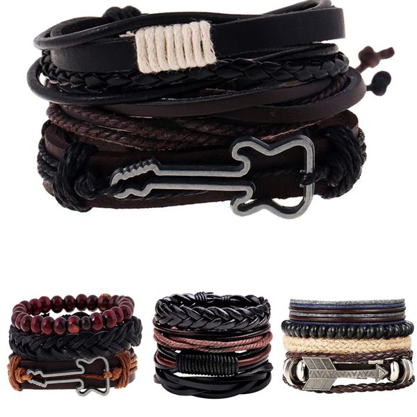 3/4pcs /set vintage guitar charm bead bracelet for men women fashion music wristband leather bracelets bangles pulseira, Golden;silver
3/4pcs /set vintage guitar charm bead bracelet for men women fashion music wristband leather bracelets bangles pulseira, Golden;silver