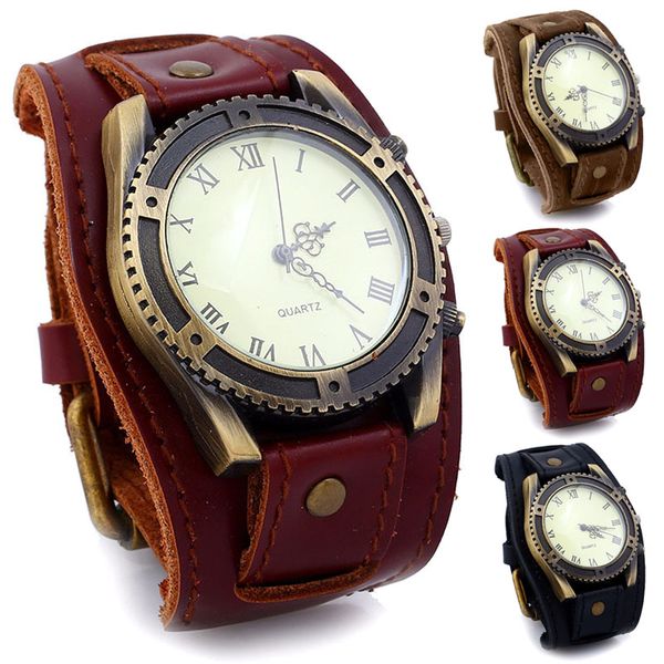 men watches punk vintage cow leather wristwatch roman numbers dial casual watch gift lxh, Slivery;brown
men watches punk vintage cow leather wristwatch roman numbers dial casual watch gift lxh, Slivery;brown