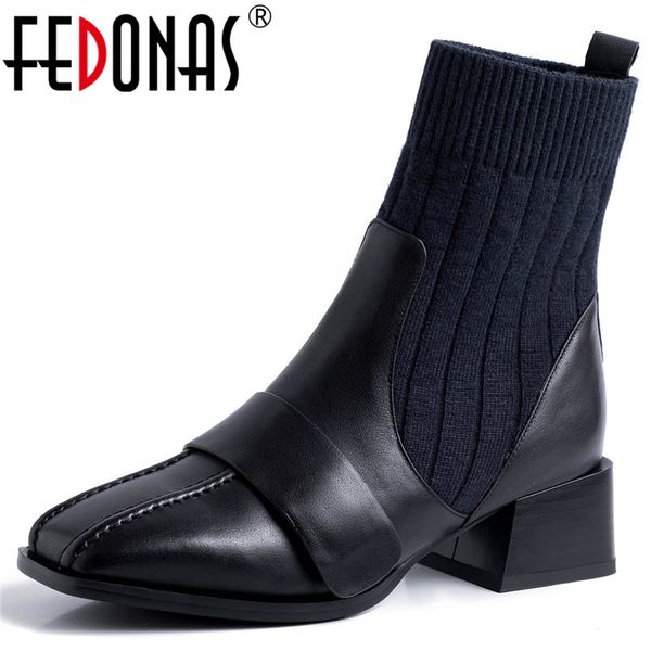 fedonas new genuine leather knitting women ankle boots basic dancing shoes woman winter warm boots punk rome short, Black
fedonas new genuine leather knitting women ankle boots basic dancing shoes woman winter warm boots punk rome short, Black