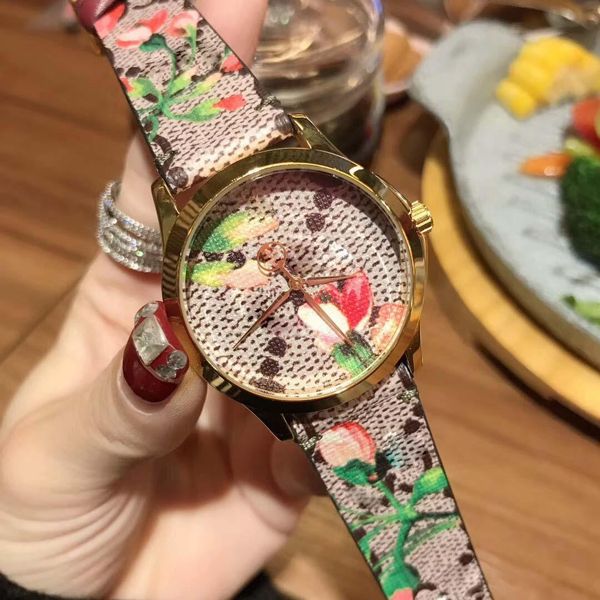 

r luxury women wristwatch gci flower theme orso fashion canvas strap geranium print womens watches gc, Slivery;brown