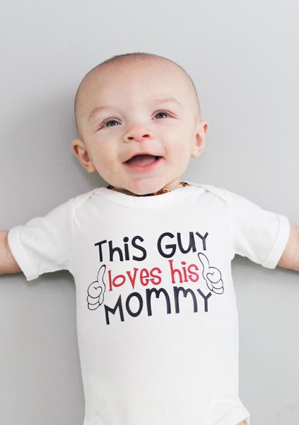 

this guy loves his mommy shirt or bodysuit (0-24 months)boys mothers day valentine's day baby shower gift short sleeve onesie, White