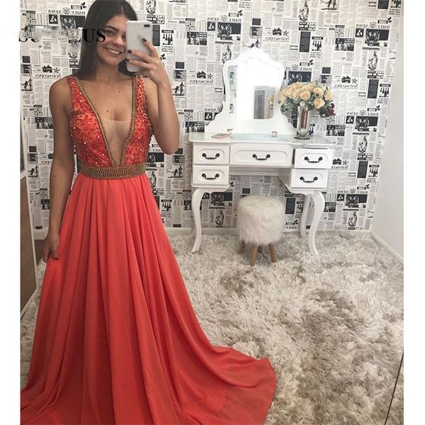 watermelon chiffon formal dresses a-line pealrs beaded charming prom dresses tank see though v front graduation gowns, Black
watermelon chiffon formal dresses a-line pealrs beaded charming prom dresses tank see though v front graduation gowns, Black