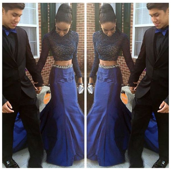high neck long sleeves two piece prom dresses 2019 long custom vestidos de special occasion party gowns amazing evening gowns, Black
high neck long sleeves two piece prom dresses 2019 long custom vestidos de special occasion party gowns amazing evening gowns, Black