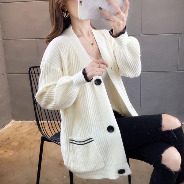 2019 spring and autumn new long paragraph loose wild wild very fairy lantern sleeve sweater coat female tide, Black 
2019 spring and autumn new long paragraph loose wild wild very fairy lantern sleeve sweater coat female tide, Black