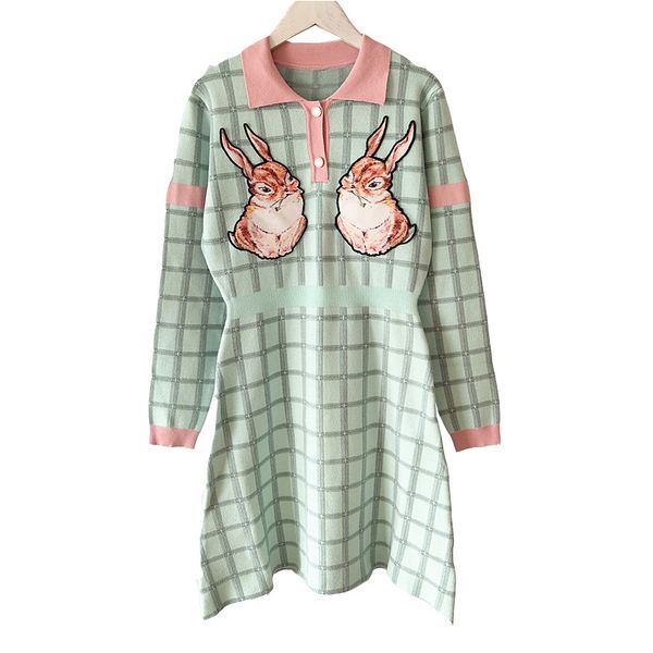 2019 autumn winter new designer dress knit dress plaid embroidery rabbit lapel long sleeve a-line skirt women clothes plus size s-l, Black;gray
2019 autumn winter new designer dress knit dress plaid embroidery rabbit lapel long sleeve a-line skirt women clothes plus size s-l, Black;gray