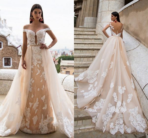 off the shoulder lace wedding dresses appliques tulle floor length elegant bridal dresses sheer back 2019 wedding gowns, White
off the shoulder lace wedding dresses appliques tulle floor length elegant bridal dresses sheer back 2019 wedding gowns, White