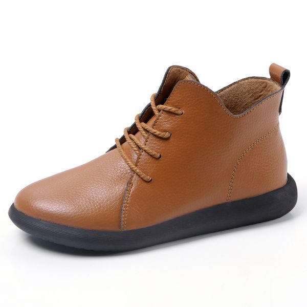 women ankle boots autumn round toe lace-up ladies flat walking sneakers street outdoor style brown women leather boots, Black
women ankle boots autumn round toe lace-up ladies flat walking sneakers street outdoor style brown women leather boots, Black