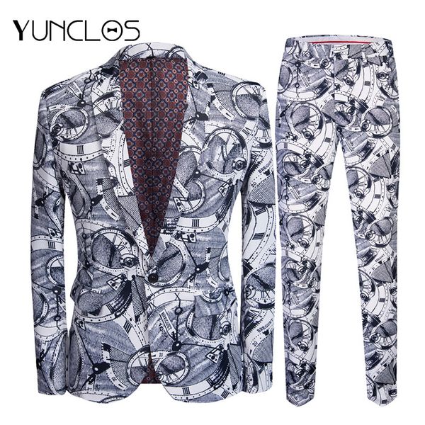 yunclos 2019 new men's printed suits slim fit party suits 2 pieces jacket & pant prom one button single breasted men, White;black
yunclos 2019 new men's printed suits slim fit party suits 2 pieces jacket & pant prom one button single breasted men, White;black