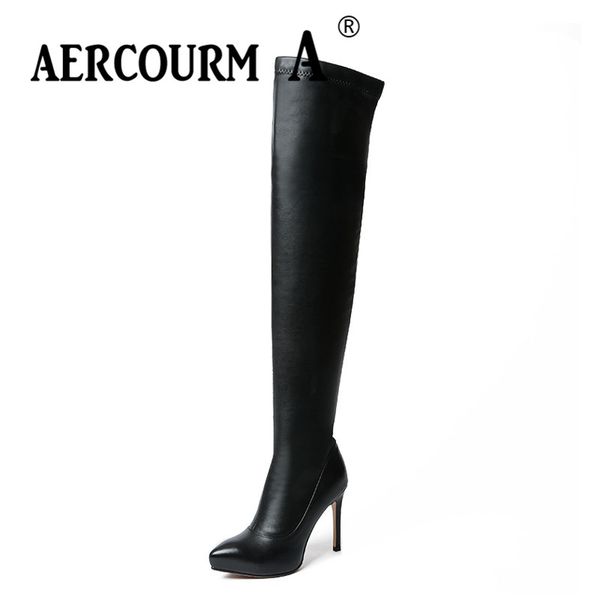 aercourm a women over-the-knee boots lady genuine leather + pu boots women long high black solid color high heels
aercourm a women over-the-knee boots lady genuine leather + pu boots women long high black solid color high heels