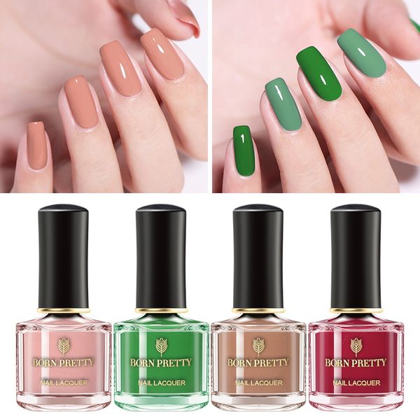 Born Pretty Green Nail Polish Coffee Pink Colors 6ml Fast Dry Nail Art Design Polish Varnish Pure Color Lacquer Manicure