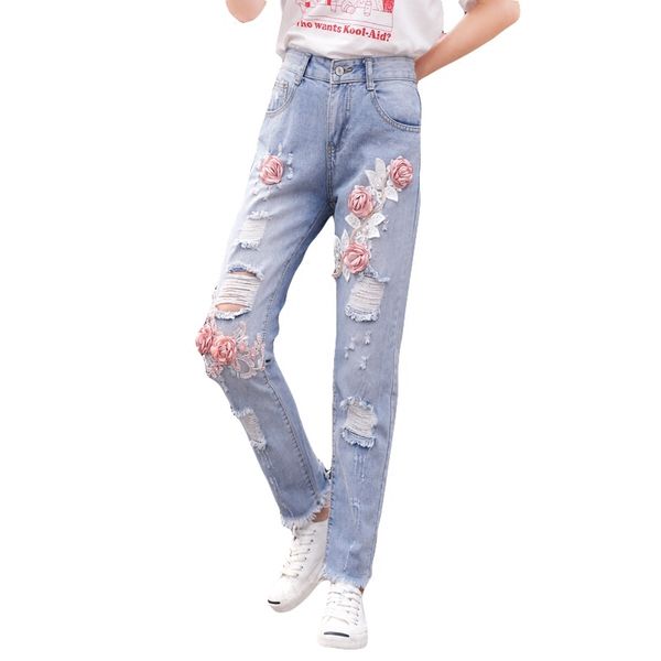 design new women's new embroidery jeans fashion bead 3d flowers embroidery denim pants stretch pencil pants ripped jeans, Blue
design new women's new embroidery jeans fashion bead 3d flowers embroidery denim pants stretch pencil pants ripped jeans, Blue