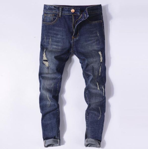 men's fashion ripped hole skinny jeans blue stretch denim men casual slim fit pants long trousers #802
men's fashion ripped hole skinny jeans blue stretch denim men casual slim fit pants long trousers #802