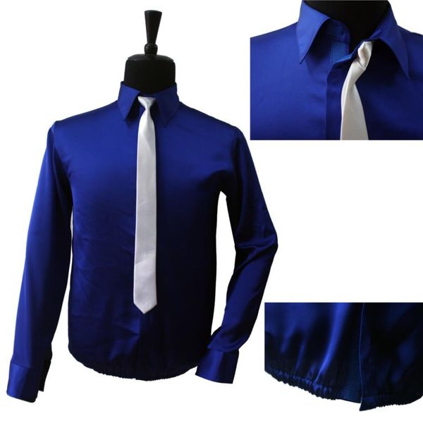 retro mj michael jackson smooth criminal bule shine shirt & tie thread gluing performance halloween show clothing no button, White;black
retro mj michael jackson smooth criminal bule shine shirt & tie thread gluing performance halloween show clothing no button, White;black