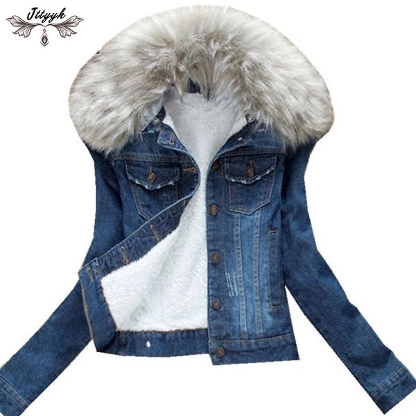 2019 winter fur collar denim jackets plus velvet warm parka outerwear women cashmere cotton coat girl fashion denim jacket lj162, Black;brown
2019 winter fur collar denim jackets plus velvet warm parka outerwear women cashmere cotton coat girl fashion denim jacket lj162, Black;brown