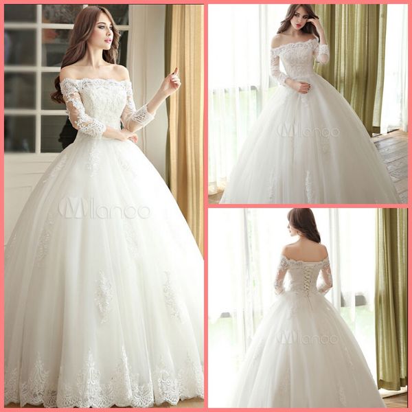 2019 vestido de festa white lace appliques ball gown wedding dress off the shoulder 3/4 sleeve stylish wedding gowns selling for bride
2019 vestido de festa white lace appliques ball gown wedding dress off the shoulder 3/4 sleeve stylish wedding gowns selling for bride