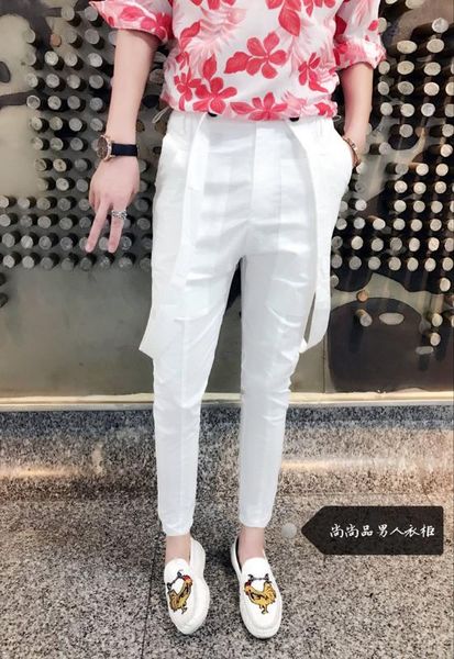 new 2017 men's clothing hair stylist casual white straps pants suspenders bib pants skinny singer costumes, Black
new 2017 men's clothing hair stylist casual white straps pants suspenders bib pants skinny singer costumes, Black