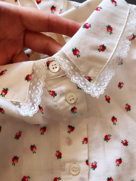 rose print blouse lady french fresh lace collar three quarter sleeve elegant casual shirt, White
rose print blouse lady french fresh lace collar three quarter sleeve elegant casual shirt, White
