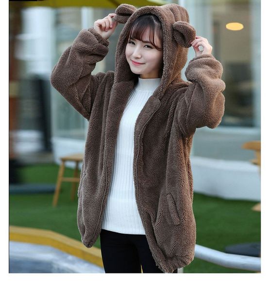 litthing 2018 women hoodies zipper girl winter loose fluffy bear ear hoodie hooded jacket warm outerwear coat cute sweatshirts, Black
litthing 2018 women hoodies zipper girl winter loose fluffy bear ear hoodie hooded jacket warm outerwear coat cute sweatshirts, Black