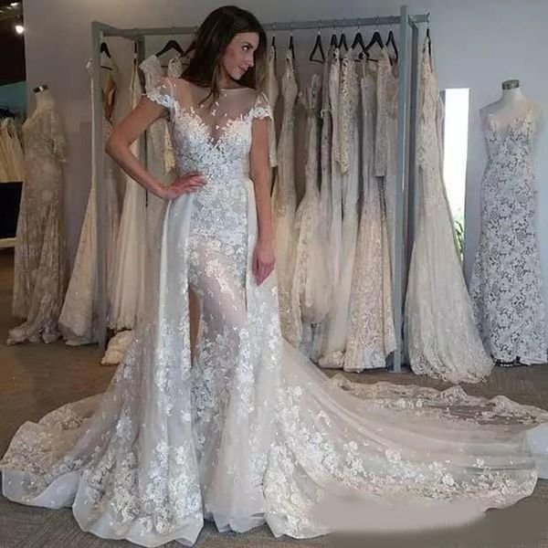gorgeous 2020 mermaid wedding dresses with detachable train sheer neck lace applique court train garden church wedding bridal gowns, White
gorgeous 2020 mermaid wedding dresses with detachable train sheer neck lace applique court train garden church wedding bridal gowns, White