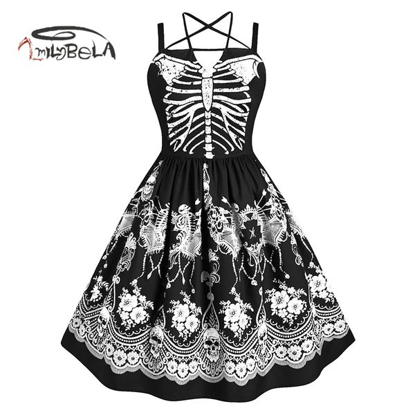 imily halloween a-line dress women gothic skull skeleton print spaghetti strapless high waist halter dresses fashion vestidos, Black;gray
imily halloween a-line dress women gothic skull skeleton print spaghetti strapless high waist halter dresses fashion vestidos, Black;gray