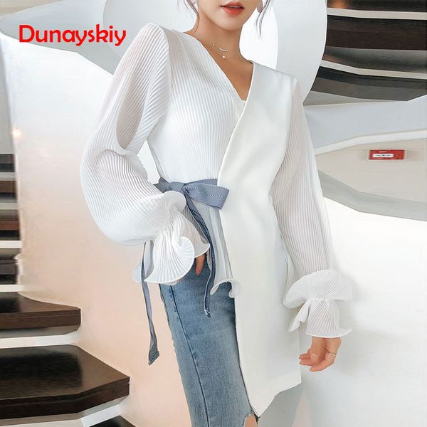 white irregular women blouse fashion patchwork v neck harajuku blusas bow belted elegant office lady long sleeve cardigan
white irregular women blouse fashion patchwork v neck harajuku blusas bow belted elegant office lady long sleeve cardigan