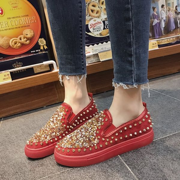 shoes woman 2019 rivets studs loafers with fur round toe designer women casual female sneakers slip-on new summer, Black
shoes woman 2019 rivets studs loafers with fur round toe designer women casual female sneakers slip-on new summer, Black