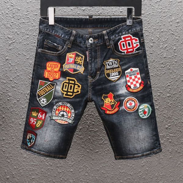 2020 men's wear europe and the united states fashion trend men's personality embroidery badge summer youth men's denim shorts, Blue
2020 men's wear europe and the united states fashion trend men's personality embroidery badge summer youth men's denim shorts, Blue