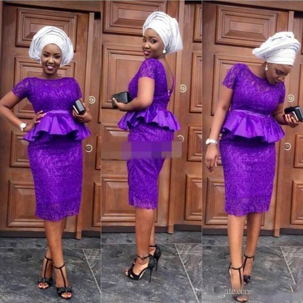 south africa style short sleeve cocktail dresses sheath full lace purple jewel neck peplum prom party gown custom made, Black
south africa style short sleeve cocktail dresses sheath full lace purple jewel neck peplum prom party gown custom made, Black