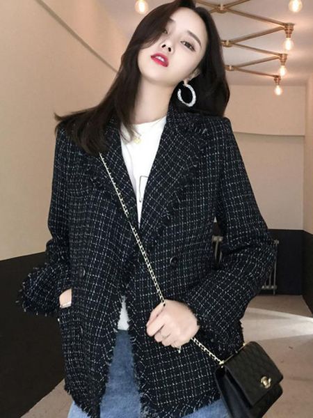 2019 autumn new korean style temperament tassel plaid black small suit jacket women short section small fragrance coat, Black;brown
2019 autumn new korean style temperament tassel plaid black small suit jacket women short section small fragrance coat, Black;brown