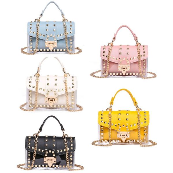1pc transparent women handbag fashion rivet shoulder bag pvc + pu 
1pc transparent women handbag fashion rivet shoulder bag pvc + pu