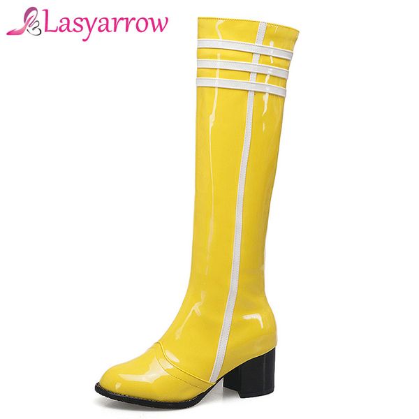 lasyarrow women's knee high chunky boots motorcycle boots women autumn winter purple patent leather knight f265, Black
lasyarrow women's knee high chunky boots motorcycle boots women autumn winter purple patent leather knight f265, Black