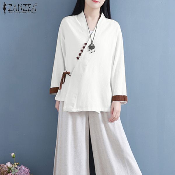 women's patchwork blouse zanzea 2020 kaftan v neck shirts casual long sleeve blusas female lace up tunic oversized spring, White
women's patchwork blouse zanzea 2020 kaftan v neck shirts casual long sleeve blusas female lace up tunic oversized spring, White