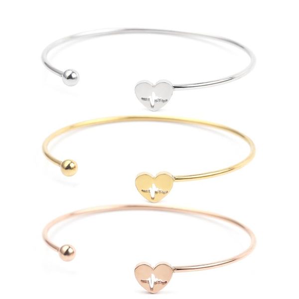 new fashion heart-shaped open bracelet heart carved hollow electrocardiogram adjustable opening bangles for girlfriend gifts, White
new fashion heart-shaped open bracelet heart carved hollow electrocardiogram adjustable opening bangles for girlfriend gifts, White