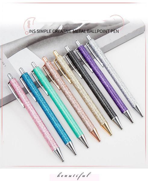 12 Colors Metal Button Ballpoint Pen Creative Gift Ballpoint Pen Promotional Advertising Signature Pen Metal Fashion Trend Gift School Offic