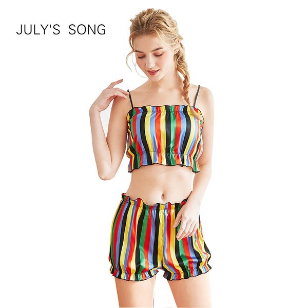july's song new faux silk pajamas ladies summer wrapped chest shorts two-piece suit homewear sling sleepwear night clothes, Black;red
july's song new faux silk pajamas ladies summer wrapped chest shorts two-piece suit homewear sling sleepwear night clothes, Black;red
