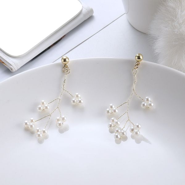 new summer design long earring female hand woven pearl forest branch earring accessories gold jewelry women, Silver
new summer design long earring female hand woven pearl forest branch earring accessories gold jewelry women, Silver