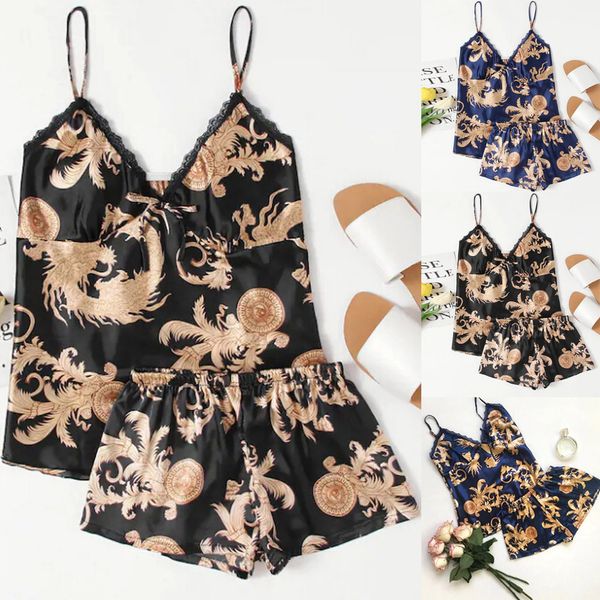 women pigiama set sleepwear sleeveless crop cami girls cute lace black print underwear and shorts pajama mujer set, Blue;gray
women pigiama set sleepwear sleeveless crop cami girls cute lace black print underwear and shorts pajama mujer set, Blue;gray