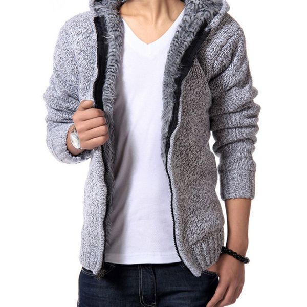 men autumn winter thick sweaters jacket male hooded sweatercoat men zip up casual outwear knitted cardigan pull homme, White;black
men autumn winter thick sweaters jacket male hooded sweatercoat men zip up casual outwear knitted cardigan pull homme, White;black