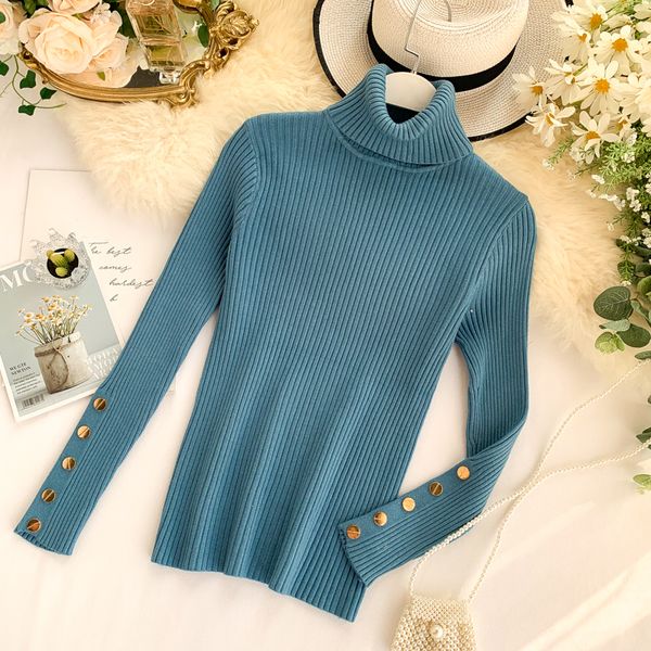 foamlina women sweater 2019 winter turtleneck sweater slim elastic knitting pullover jumper buttons long sleeve, White;black
foamlina women sweater 2019 winter turtleneck sweater slim elastic knitting pullover jumper buttons long sleeve, White;black