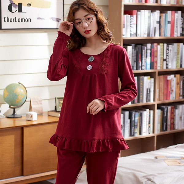 cherlemon womens pajamas cotton round neck fuffled hem pajama set sleepwear ladies new spring long sleeve vintage nightwear, Blue;gray
cherlemon womens pajamas cotton round neck fuffled hem pajama set sleepwear ladies new spring long sleeve vintage nightwear, Blue;gray