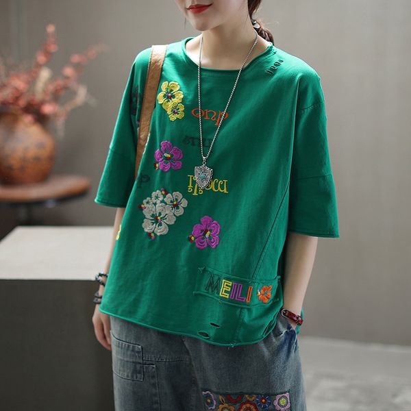summer t-shirt women 2020 retro loose all-match pullovers ladies new o-neck short sleeve embroidery flower hole t-shirt, White
summer t-shirt women 2020 retro loose all-match pullovers ladies new o-neck short sleeve embroidery flower hole t-shirt, White