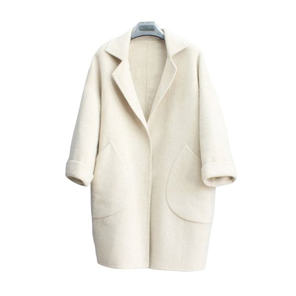 women winter autumn woolen coat plus size solid pockets slim casual open stitch long coat korean style office lady elegant, Black
women winter autumn woolen coat plus size solid pockets slim casual open stitch long coat korean style office lady elegant, Black