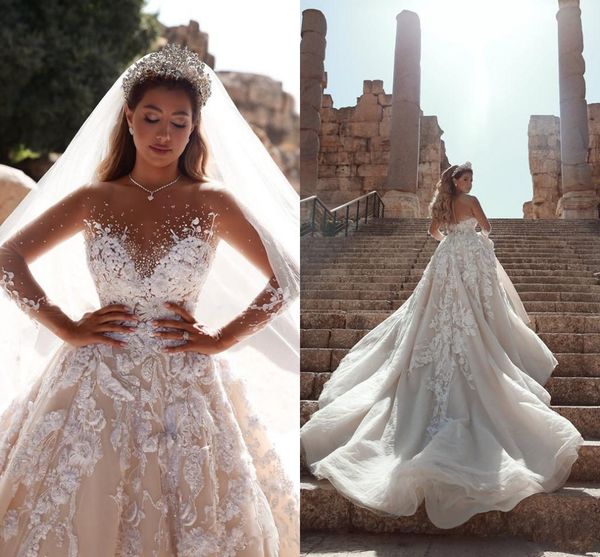 shinny crystal beaded a-line wedding dresses luxury long sleeves 3d lace flowers saudi arabia dubai plus size bridal gown, White
shinny crystal beaded a-line wedding dresses luxury long sleeves 3d lace flowers saudi arabia dubai plus size bridal gown, White